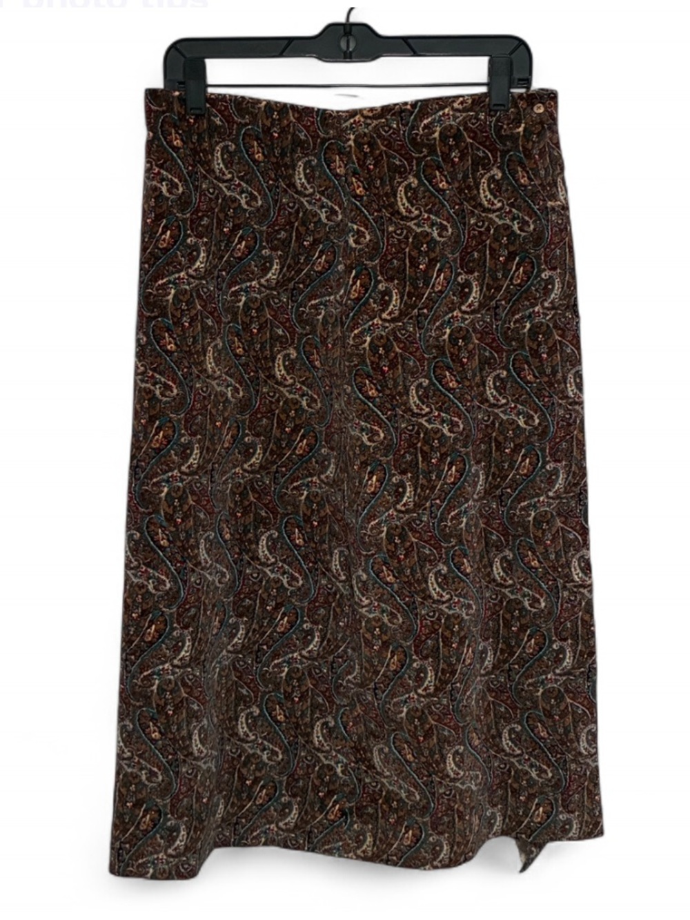Vintage Patty Woodard Boho Paisley Print Brown Midi Skirt